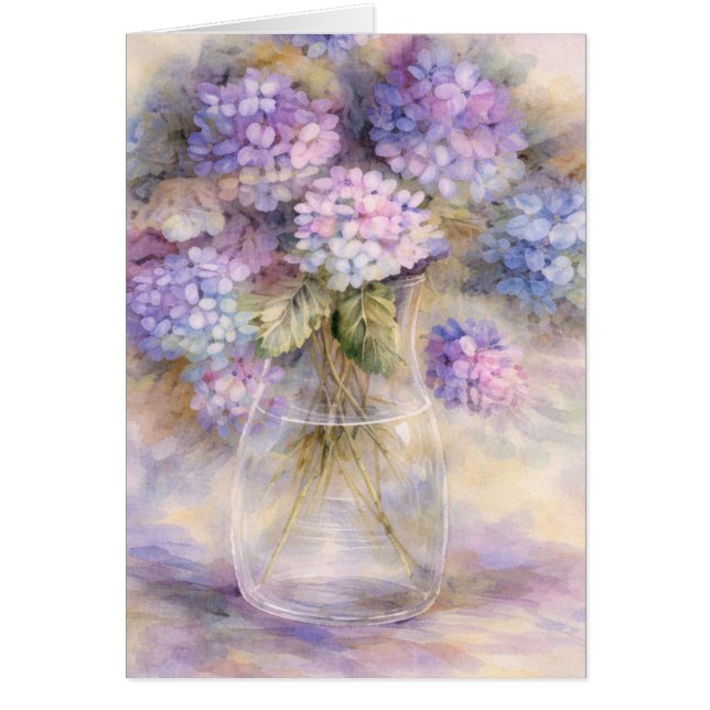 Tarjeta de Jarrón Floral de Hortensia | Botánica d (Frente)