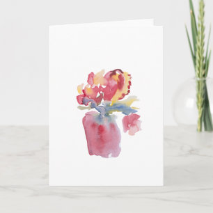 Tarjeta de jarrón floral rosa