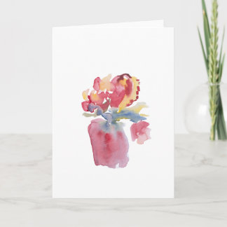 Tarjeta de jarrón floral rosa