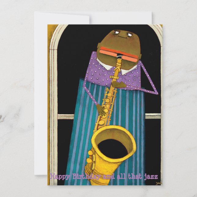 Tarjeta de Jazz de cumpleaños feliz (Anverso)