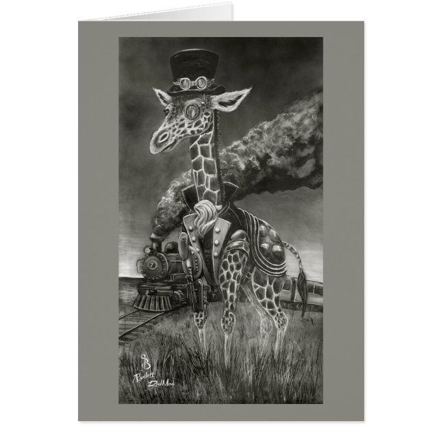 Tarjeta de jirafa "Serengeti Steampunk" (Frente)