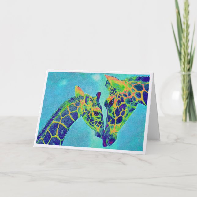 tarjeta de jirafas azul (Anverso)