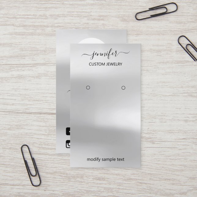 Tarjeta de joyas con logotipo Medios sociales Gris (Anverso/Reverso In Situ)