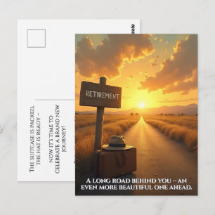 Tarjeta de jubilación con diseño de camino al atar