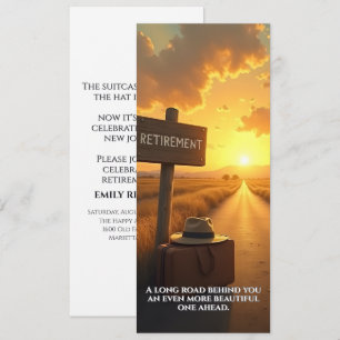 Tarjeta de jubilación con diseño de camino al atar