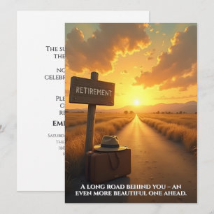 Tarjeta de jubilación con diseño de camino al atar