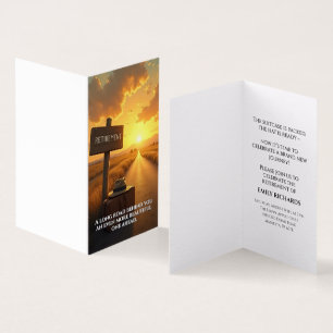 Tarjeta de jubilación con diseño de camino al atar