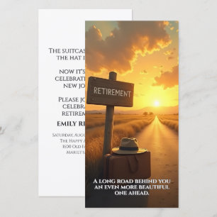 Tarjeta de jubilación con diseño de camino al atar