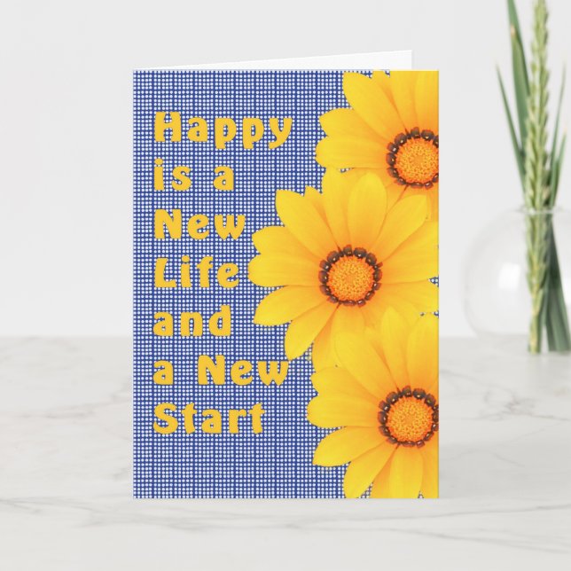 Tarjeta de jubilación con flores amarillas alegres (Anverso)
