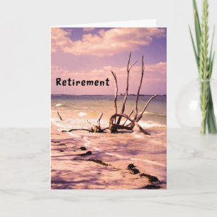Tarjeta de jubilación con paisaje de playa colorid