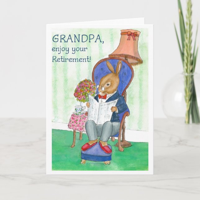 Tarjeta de jubilación 'Conejo' para abuelo (Anverso)