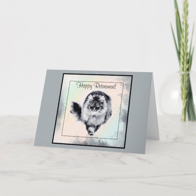 Tarjeta De Jubilación Contemporánea Del Gato (Anverso)