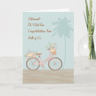 Tarjeta de jubilación de ambos con bicicleta