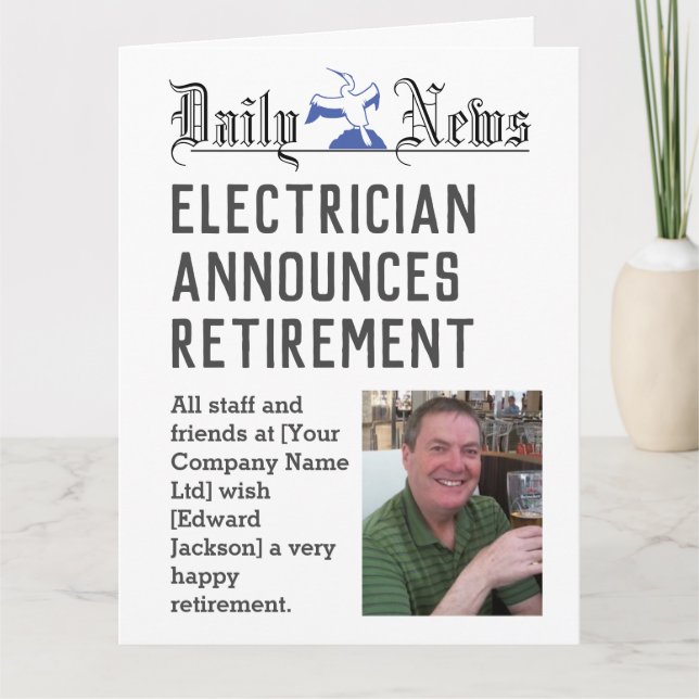 Tarjeta de Jubilación de Electricista para Persona (Anverso)