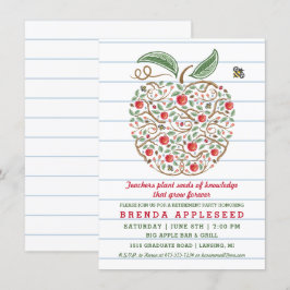 Tarjeta de jubilación de la manzana del maestro de