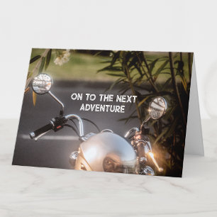 Tarjeta de jubilación de motocicleta antigua para