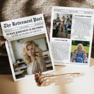 Tarjeta de jubilación de periódico de foto moderna