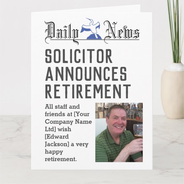 Tarjeta de jubilación del abogado para personaliza (Anverso)