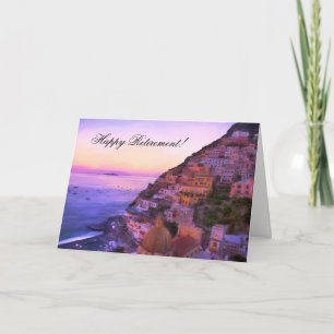 Tarjeta de Jubilación Feliz Positano Italia atarde
