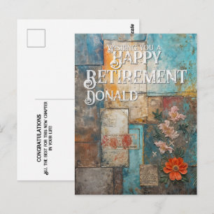 Tarjeta de jubilación vintage con arte de collage