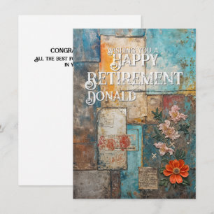 Tarjeta de jubilación vintage con arte de collage