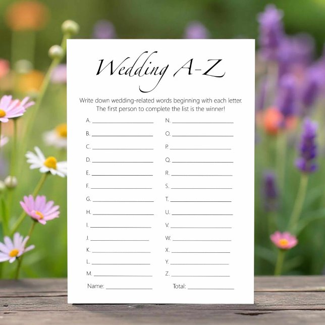 Tarjeta de juego A-Z del Boda de ducha de novia mi (Subido por el creador)