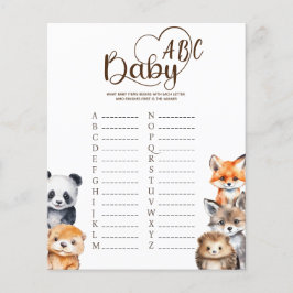 Tarjeta de juego ABC para bebés Woodland Animals
