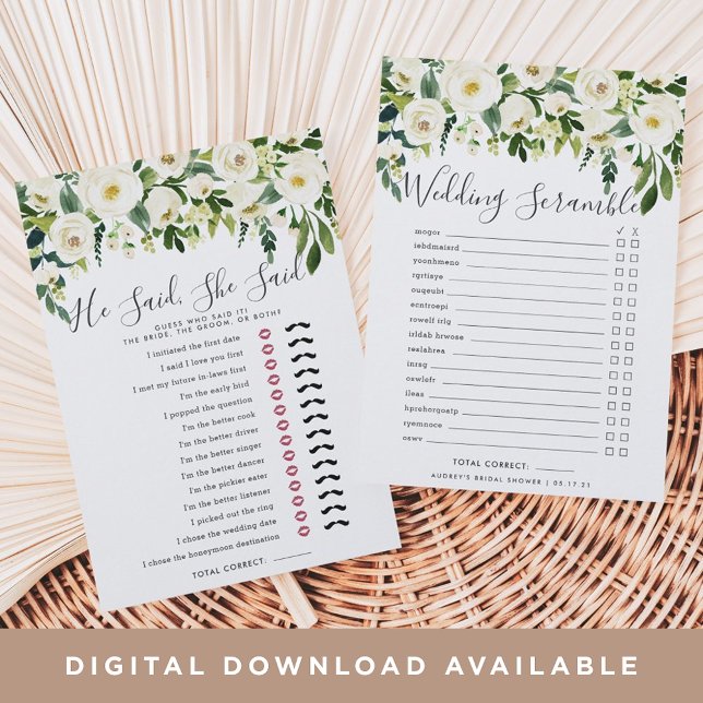 Tarjeta de juego Alabaster Floral Double Bridal Sh (Subido por el creador)