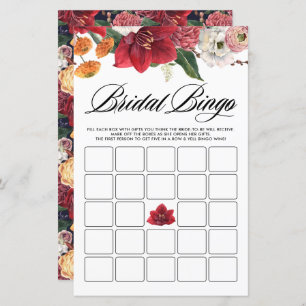 Tarjeta de juego Amaryllis Bridal Shower Bingo