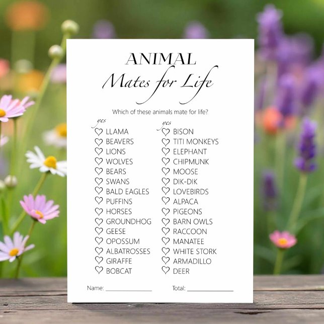 Tarjeta de juego Animal Mates for Life Bridal Show (Subido por el creador)