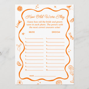 Tarjeta de juego Aperol Spritz Bridal Shower Adivi