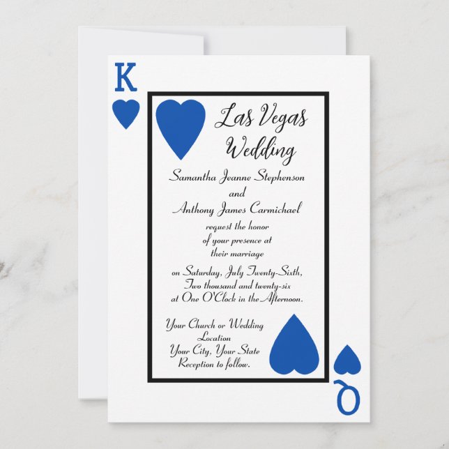 Tarjeta de juego azul Invitaciones a matrimonio Re (Anverso)