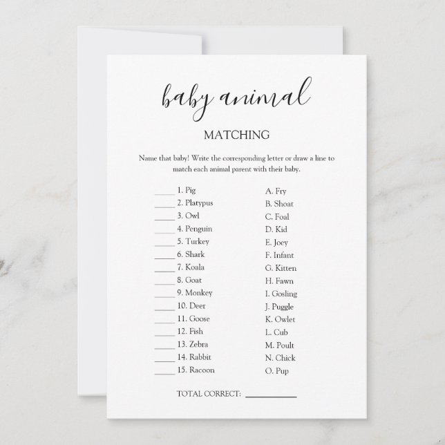 Tarjeta de juego Baby Animal Mating (Anverso)
