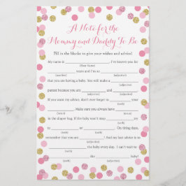 Tarjeta de juego Baby Shower Advance Purpurina Ros