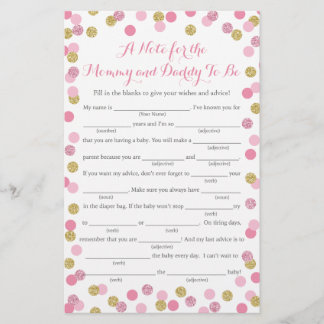 Tarjeta de juego Baby Shower Advance Purpurina Ros