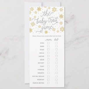 Tarjeta de juego Baby Shower Baby Traite Gold Snow