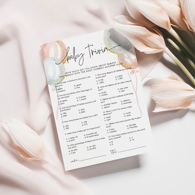 Tarjeta de juego Baby Shower Baby Trivia para reve (Subido por el creador)