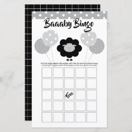 Tarjeta de juego Baby Shower Bingo de Cordero Blan