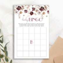 Tarjeta de juego Baby Shower Bingo de Flores Azule