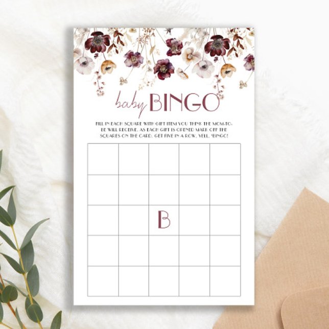 Tarjeta de juego Baby Shower Bingo de Flores Azule (Subido por el creador)