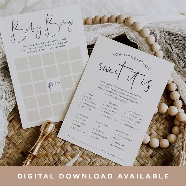 Tarjeta de juego Baby Shower Bingo y Candy de dobl (Subido por el creador)