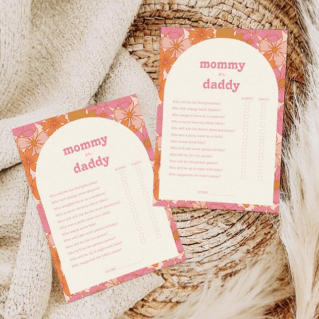 Tarjeta de juego Baby Shower Boho Groovy Mommy o D (Subido por el creador)