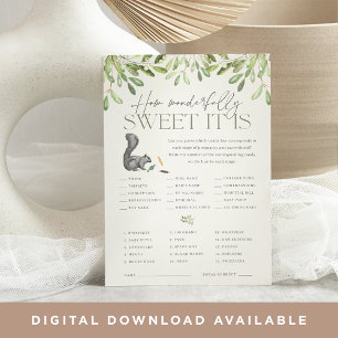 Tarjeta de juego Baby Shower Candy Squirrel de Woo