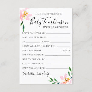 Tarjeta de juego Baby Shower con predicciones de b