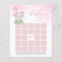 Tarjeta de juego Baby Shower Cute Elephant Bingo