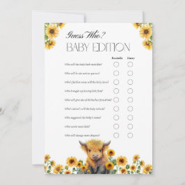 Tarjeta de juego Baby Shower Cute Highland Cow