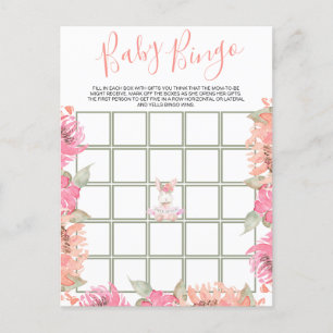 Tarjeta de juego Baby Shower Cute Pink Floral Bunn