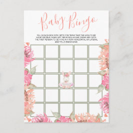Tarjeta de juego Baby Shower Cute Pink Floral Bunn
