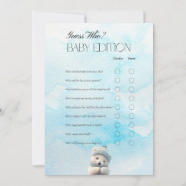 Tarjeta de juego Baby Shower Cute Polar Bear Blue