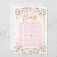 Tarjeta de juego Baby Shower de Bingo de Flores Ro